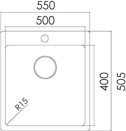 Excel Victoria 720CMS383 Drop-In Sink Inox Satin W55xD50.5cm Silver