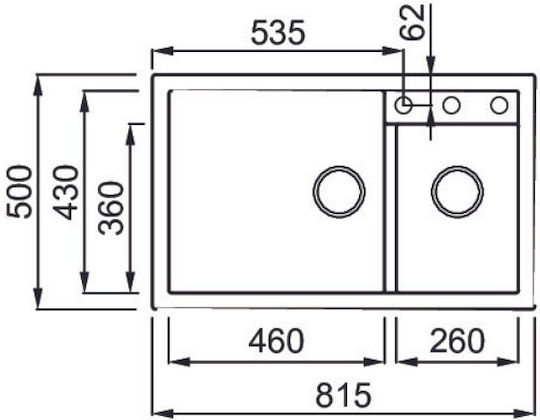 Elleci Quadra 440 Granitek LGQ44051 Drop-In Мивка Ляв от Синтетичен Гранит Ш81xД50см Avena