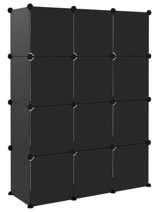 vidaXL Plastic Storage Box Black 12pcs