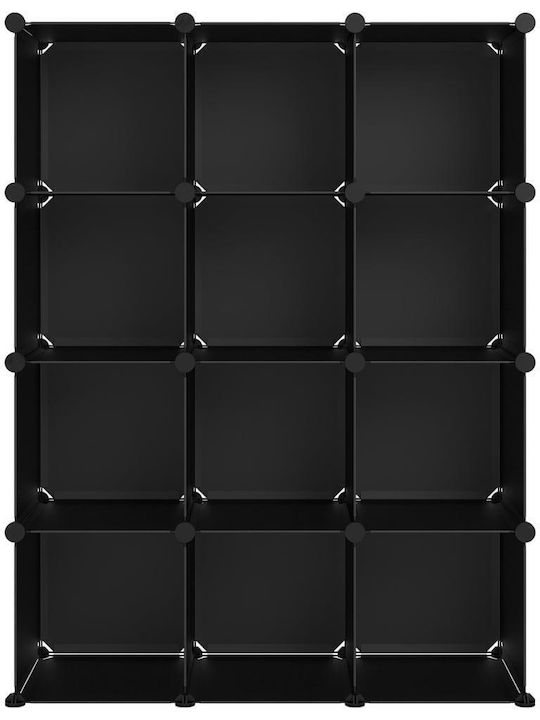 vidaXL Plastic Storage Box Black 12pcs