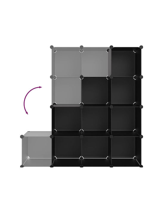 vidaXL Plastic Storage Box Black 12pcs