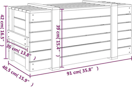 vidaXL Wooden Storage Box with Lid White 91x40.5x42cm