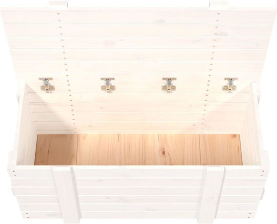 vidaXL Wooden Storage Box with Lid White 91x40.5x42cm