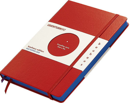 Leuchtturm1917 Bauhaus Edition Dotted Carnet A5 cu Puncte și Elastic Roșu