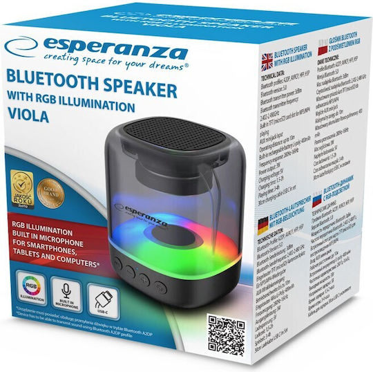 Esperanza Ηχείο Bluetooth 3W με Ραδιόφωνο και Διάρκεια Μπαταρίας έως 4 ώρες Μαύρο EP154