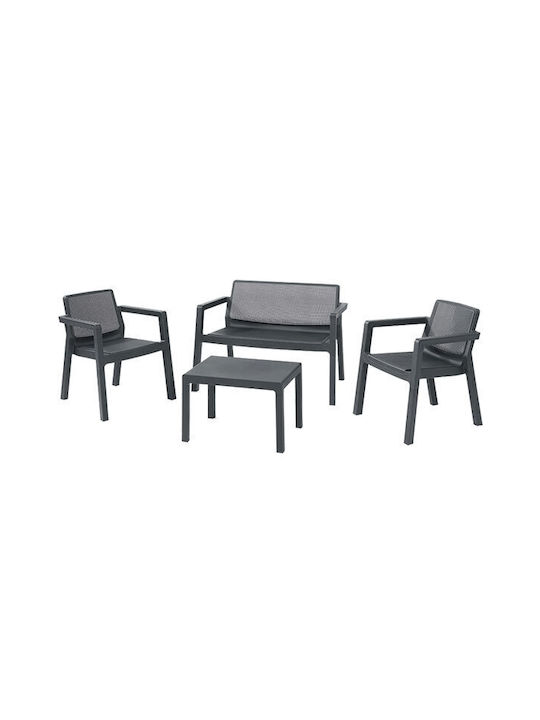 Keter Garten- und Outdoor-Möbelsets Wohnzimmer Typsatz Emily 4 Stück Graphit