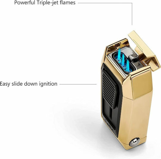Colibri Gotham Quantum Winddicht Feuerzeug Flamme Typ Jet in Gold Farbe