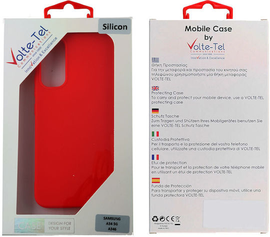 Volte-Tel Back Cover Σιλικόνης με Λουράκι Κόκκινο (Galaxy A34)