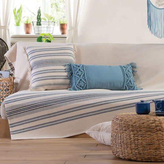 Nef-Nef Homeware Miles Покривка За Двуместен Диван 180x250см Бяла / Синя