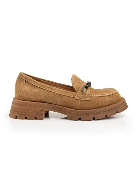 Boxer Leder Damen Loafers in Tabac Braun Farbe