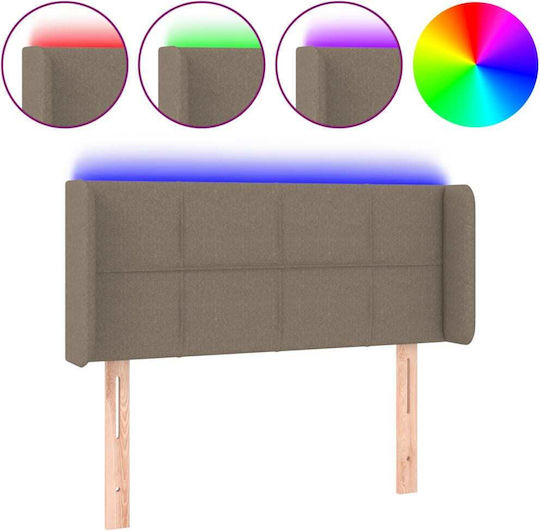 vidaXL Tăblie de Pat LED din Țesătură Taupe 103x88cm