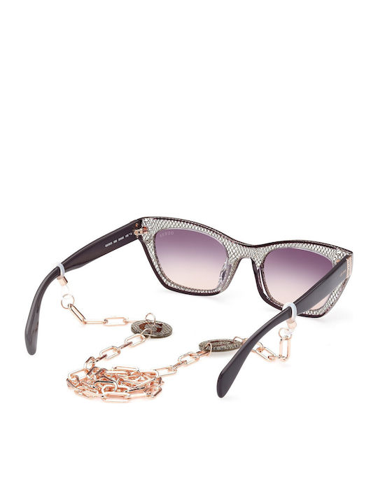 Guess Women’s Sunglasses with Silver Horn-Rimmed Frame and Grey Lens GU7873 25B