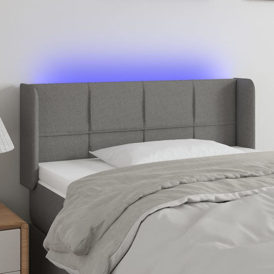vidaXL Tăblie de Pat cu LED din Țesătură Gri Închis 103x88 cm
