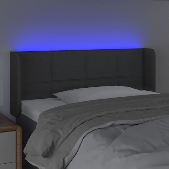 vidaXL Tăblie de Pat cu LED din Țesătură Gri Închis 103x88 cm