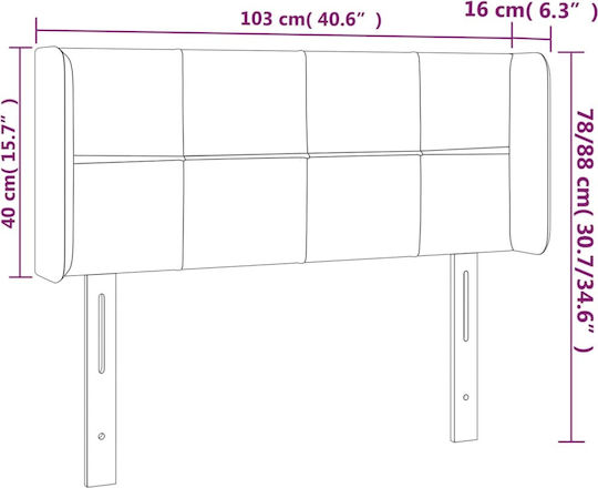 vidaXL LED Bed Headboard Fabric Black 103x88cm