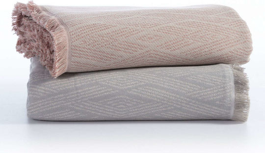 Nef-Nef Homeware Colton Ριχτάρι Τριθέσιου Καναπέ Ζακάρ 170x300εκ. Pink