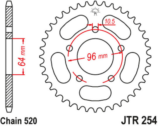 JT Sprockets Γρανάζι Πίσω 37 Δοντιών για Honda CBF 250