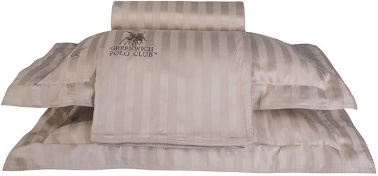 Greenwich Polo Club Duvet Cover Set Cotton Satin Queen with 2 Pillowcases 220x240 2157 Beige