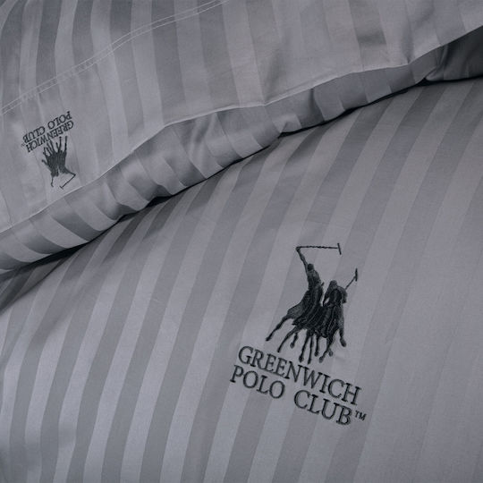 Greenwich Polo Club Duvet Cover Set Cotton Satin Queen with 2 Pillowcases 220x240 2152 Charcoal