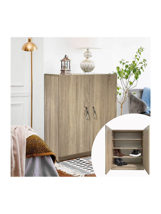 Wooden Shoe Organizer with 4 Shelves Beige M70xD33xH90cm