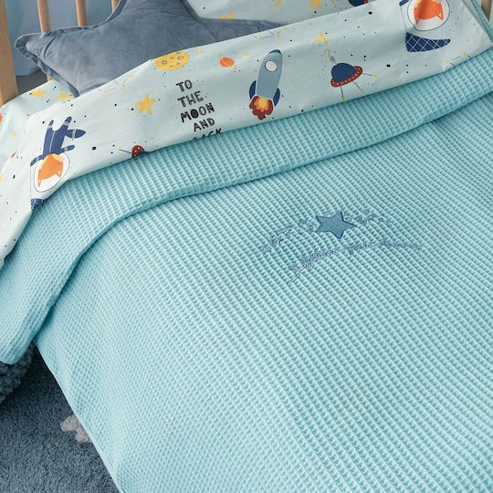 Palamaiki Blanket Cot Dreams Waffle Light Blue 110x150cm