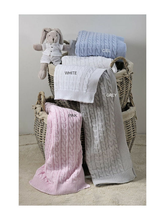 Down Town Home Blanket Cot Reve Knitted Pink 90x150cm