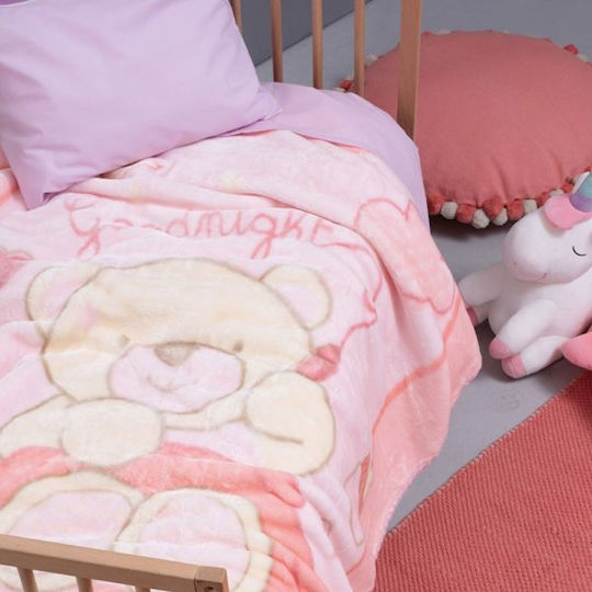 Palamaiki Κουβέρτα Κούνιας Bebe Velour BV720 Βελουτέ Ροζ 110x140εκ.