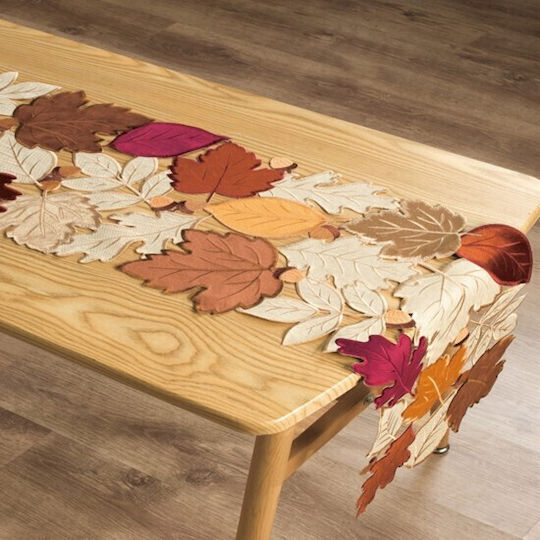 Liolios Home Ράνερ Brown Leaf Καφέ 35x180εκ.