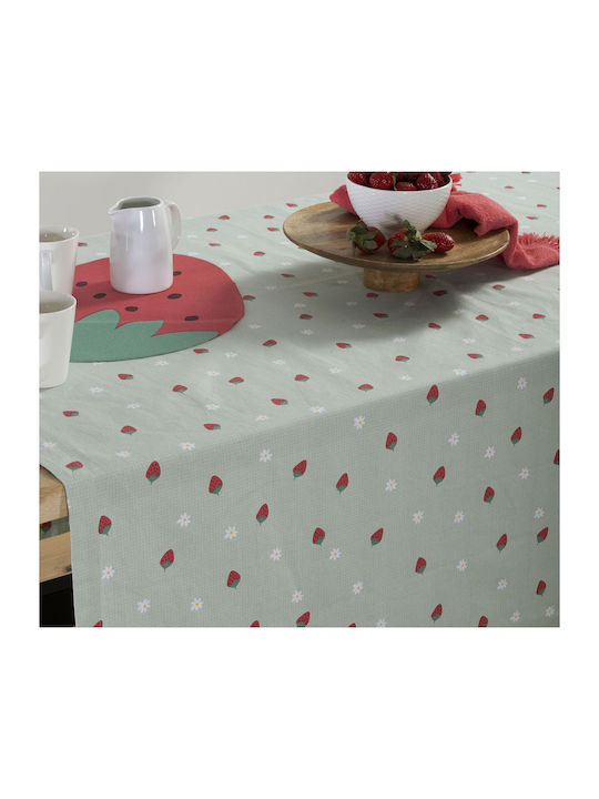 Nef-Nef Homeware Față de masă Din Bumbac Rezistent la pete Strawberry Taste Verde 140x240buc