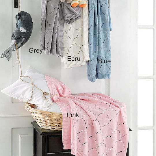 Beauty Home Knitted Nursery Swaddling Blanket Beige 70x90cm 5115-Ecru