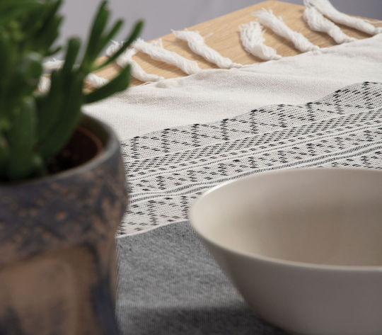 Nef-Nef Homeware Καρέ Τραπεζομάντηλο Βαμβακερό Strength Black 140x140εκ.