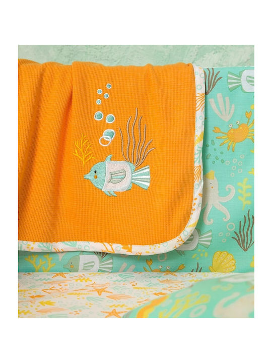 Nima Blanket Nursery Swaddling Blankets Oceanis Waffle Orange 80x110cm