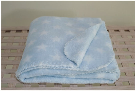 GM Home Κουβέρτα Αγκαλιάς & Λίκνου Baby Collection Stars Fleece Γαλάζια 75x100εκ.