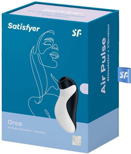 Satisfyer Orca Αναρροφητής Vagin cu Vibrații Stimulator și vibrator Air Pulse Black / White 1buc