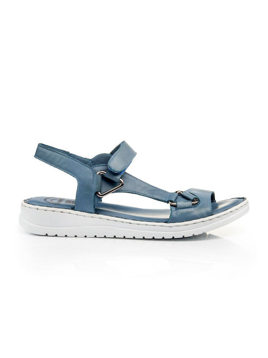 Boxer Leather Women's Flat Sandals Anatomic in Blue Color