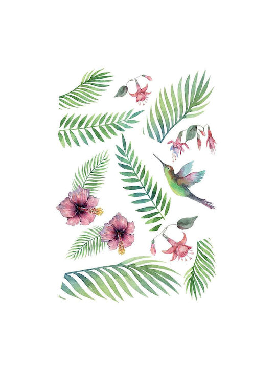 Διακοσμητικό Αυτοκόλλητο Τοίχου Tropical Hummingbird 1τμχ 70x47.5εκ. Ango