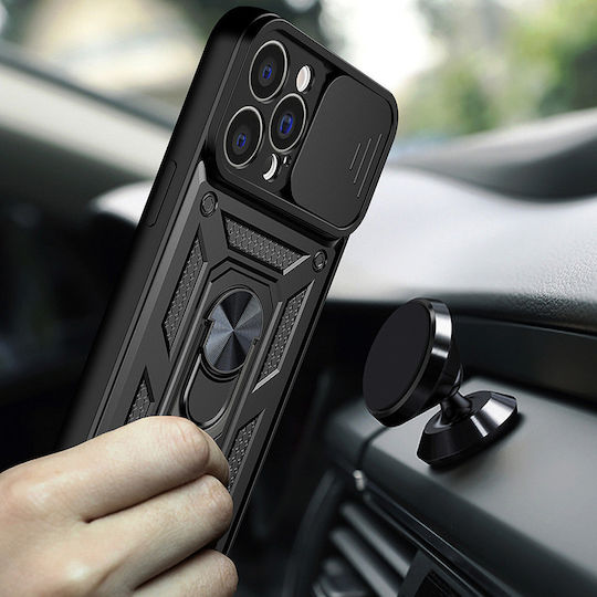 Hurtel Hybrid Armor Camshield Back Cover Σιλικόνης Μαύρο (Realme 10 Pro Plus)