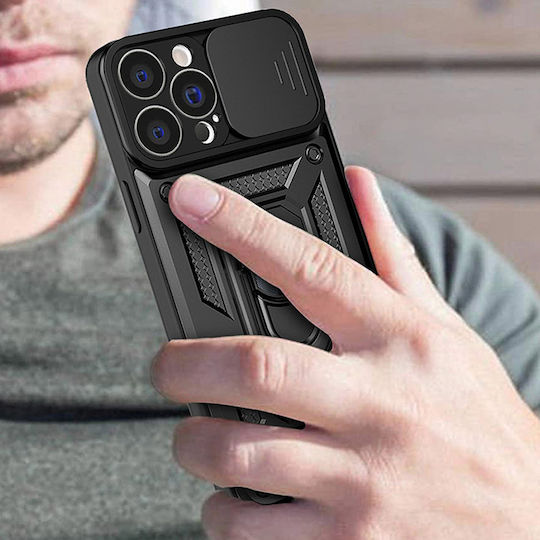 Hurtel Hybrid Armor Camshield Back Cover Σιλικόνης Μαύρο (Realme 10 Pro Plus)