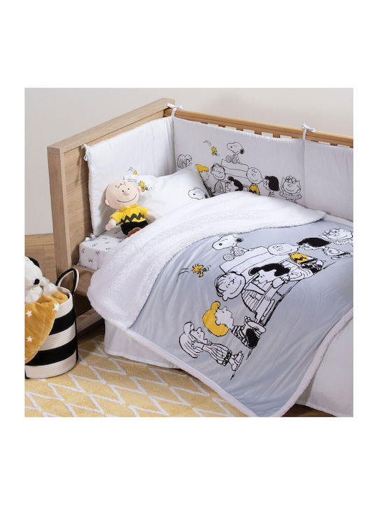 Nef-Nef Homeware Cot Blanket Peanuts Forever Gray 110x150cm