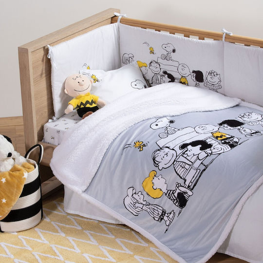 Nef-Nef Homeware Pătură Pătuț Peanuts Forever Gri 110x150cm