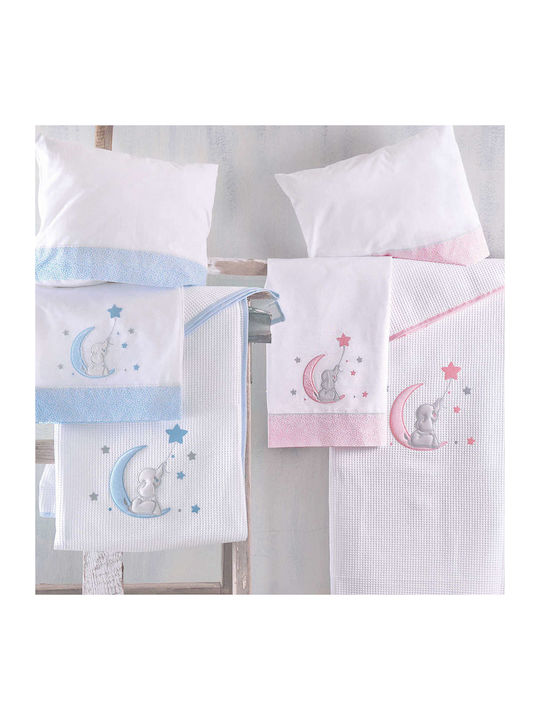 Rythmos Blanket Cot Elephant Waffle White 120x150cm