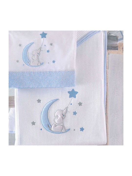 Rythmos Κουβέρτα Pătuț Elephant Pique White / Light Blue 120x150buc