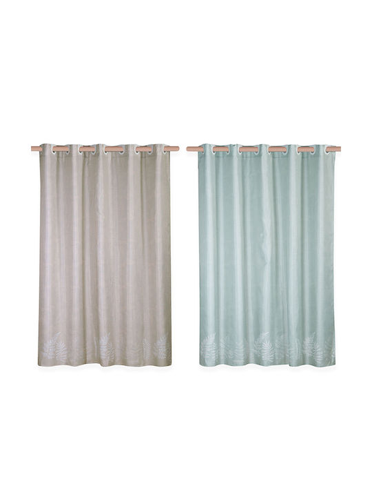 Nef-Nef Homeware Assia Shower Curtain Fabric with Hooks 180x180cm Mint 032804