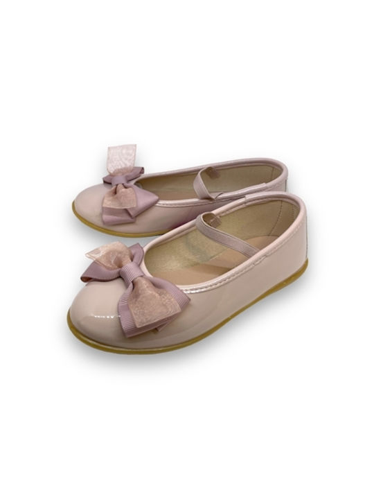 Conguitos Kids Patent Leather Ballerinas with Elastic Strap Pink