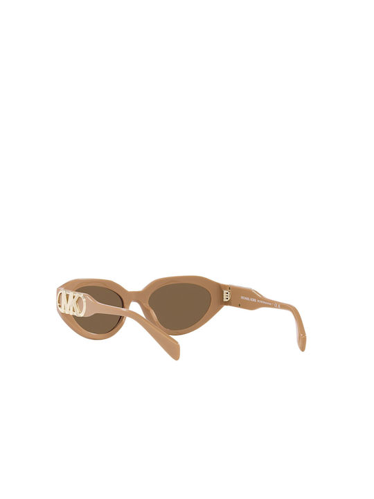 Michael Kors Women's Sunglasses with Beige Plastic Frame and Brown Lens