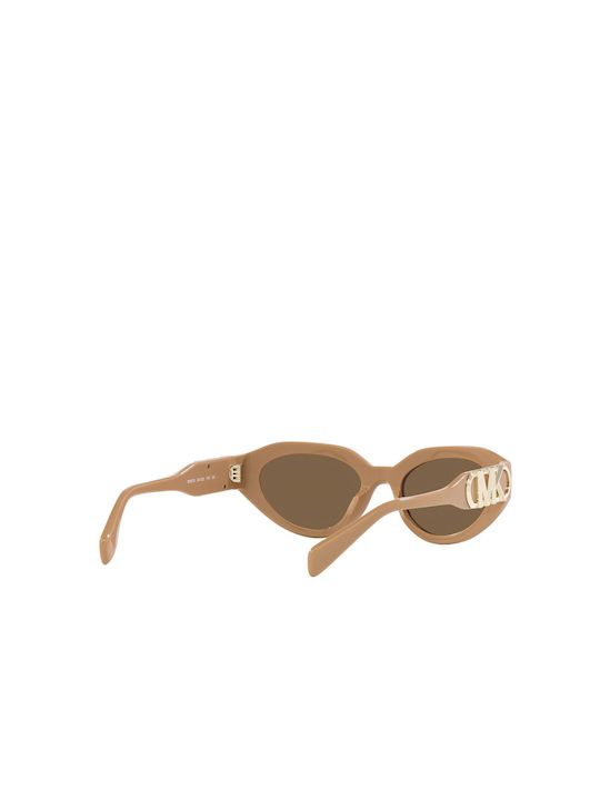 Michael Kors Women's Sunglasses with Beige Plastic Frame and Brown Lens