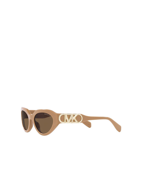 Michael Kors Women's Sunglasses with Beige Plastic Frame and Brown Lens
