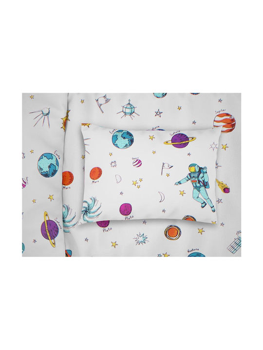 Dimcol Space Бебешки Чаршаф За Количка Памук с ластик Бял 70x140бр