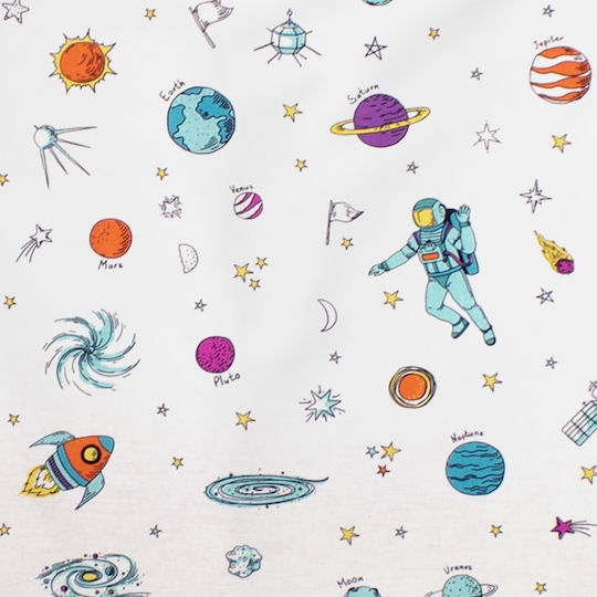 Dimcol Space Бебешки Чаршаф За Количка Памук с ластик Бял 70x140бр