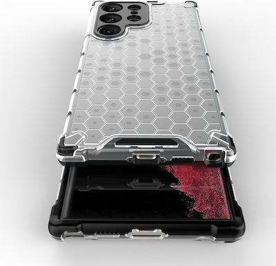 Hurtel Honeycomb Armor Hybrid Umschlag Rückseite Silikon Schwarz (Galaxy S23 Ultra)